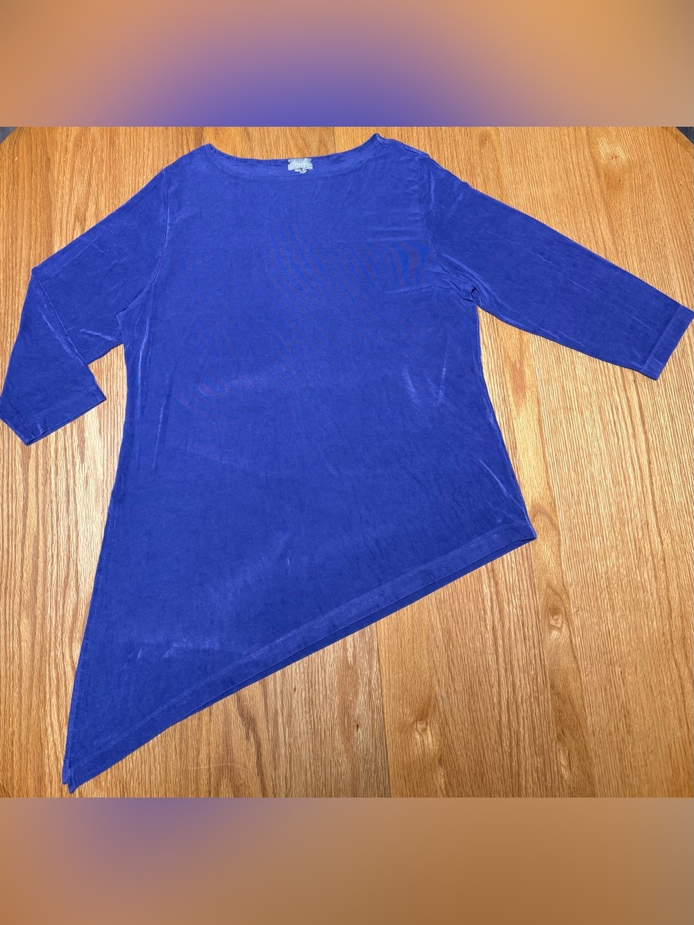 Chico's Royal Blue Asymmetric Hem Long Sleeve Top
